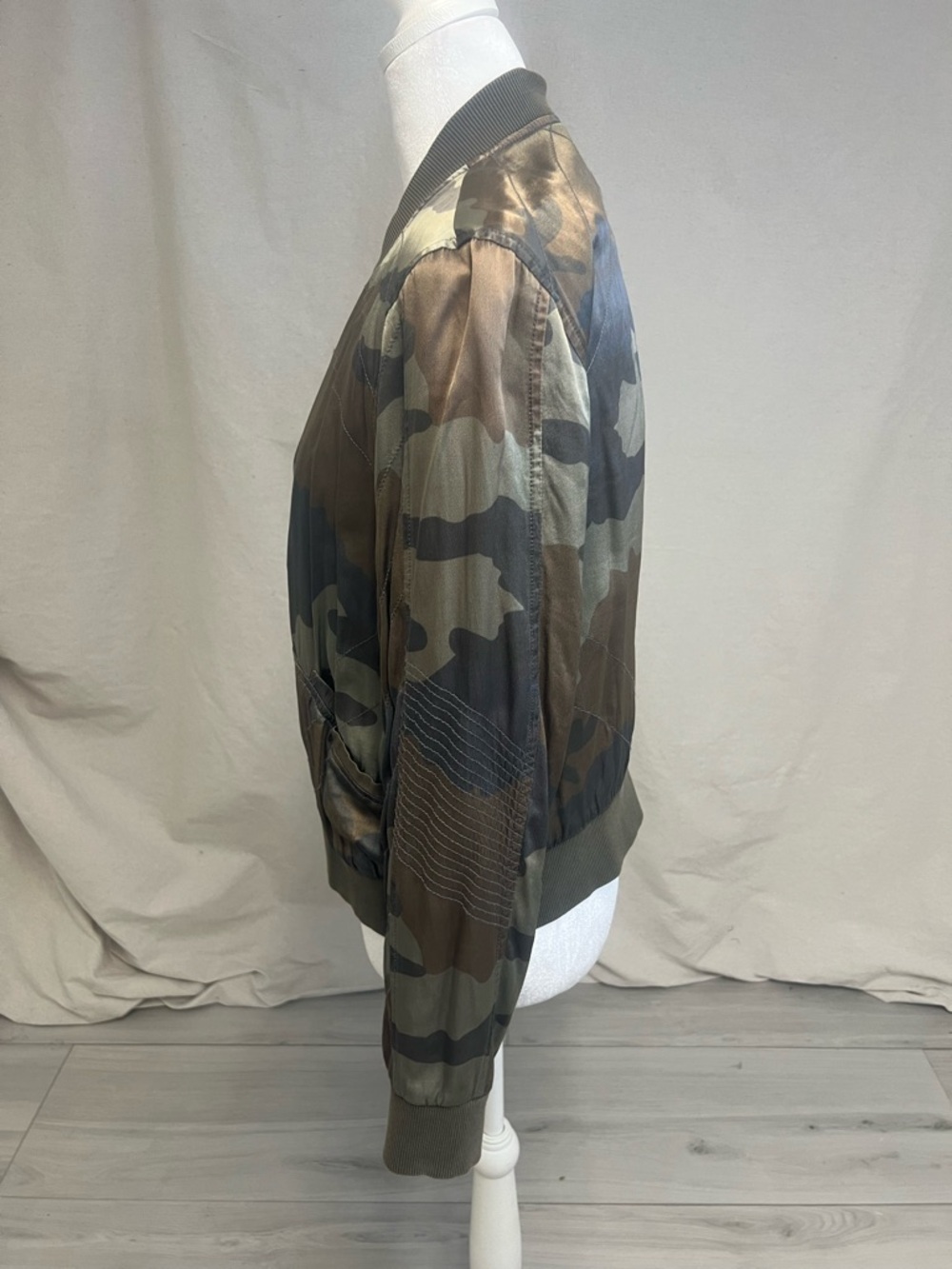 Marrakech Camo Bomber Jacket Olive Green Sz S Street Style Corpcore Military - Picture 3 of 8